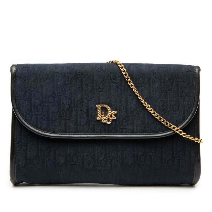 Dior Diorissimo Trotter Canvas Chain Crossbody Blue Canvas Very good condition - Front View