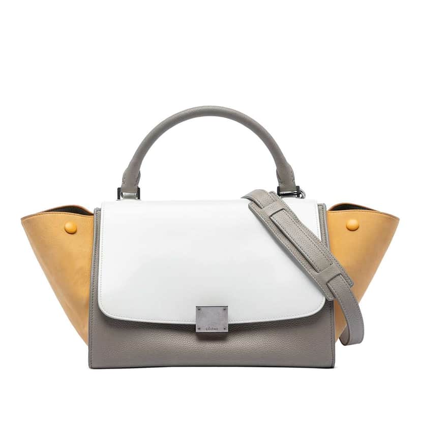 Celine Small Tricolor Leather Trapeze Satchel Grey Leather Very good condition - Front View