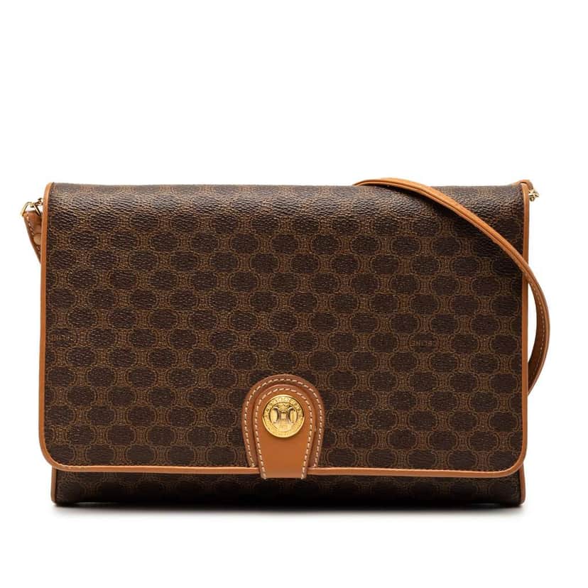Celine Macadam Coated Canvas Crossbody Brown Canvas Very good condition - Front View