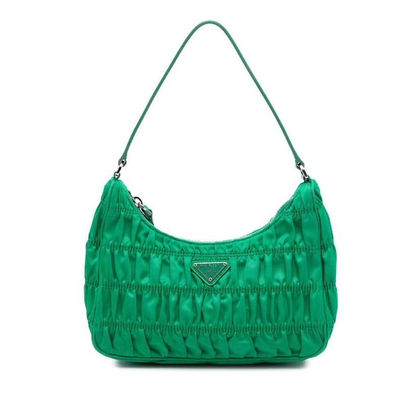 Prada Tessuto Gaufre Re Edition Shoulder Bag Green Very good condition - Front View