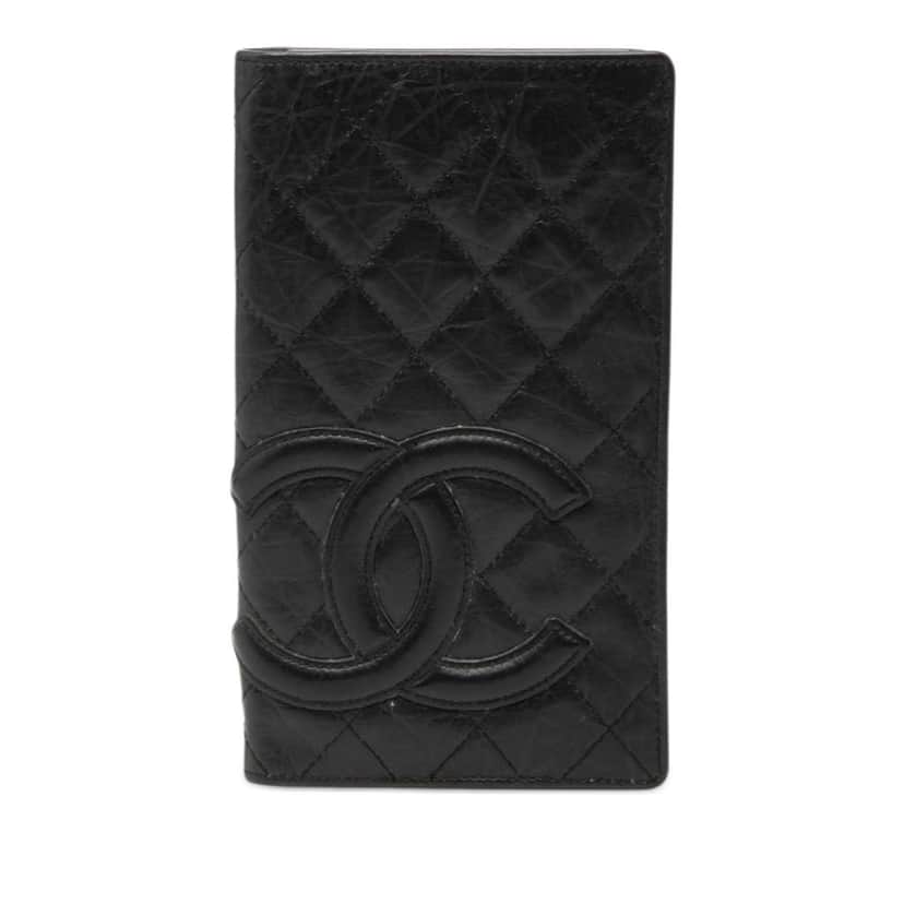 Chanel Quilted Aged Calfskin Cambon Ligne Bifold Wallet Black Leather Very good condition - Front View