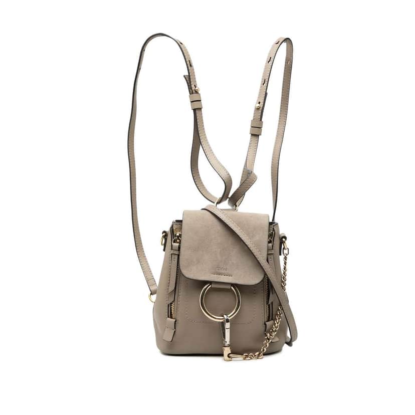 Chloé Mini Calfskin and Suede Faye Backpack Brown Leather Very good condition - Front View