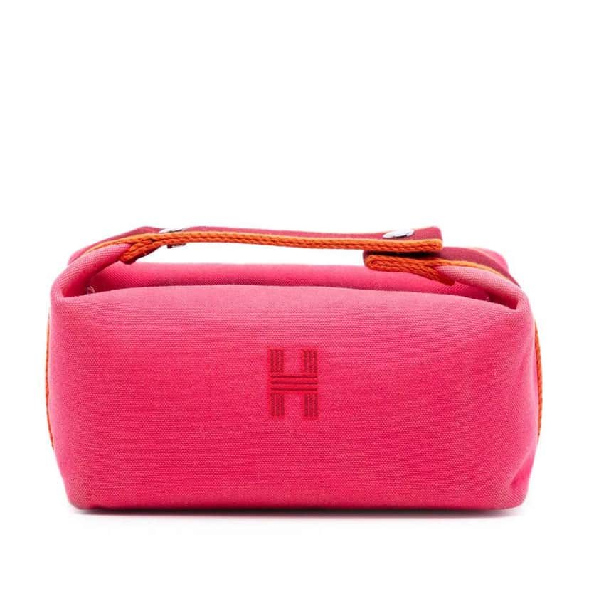 Hermès Small Toile Bride A Brac Case Pink Canvas Very good condition - Front View