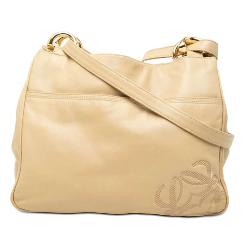 Loewe Leather Anagram Shoulder Bag Beige Leather Very good condition - Front View