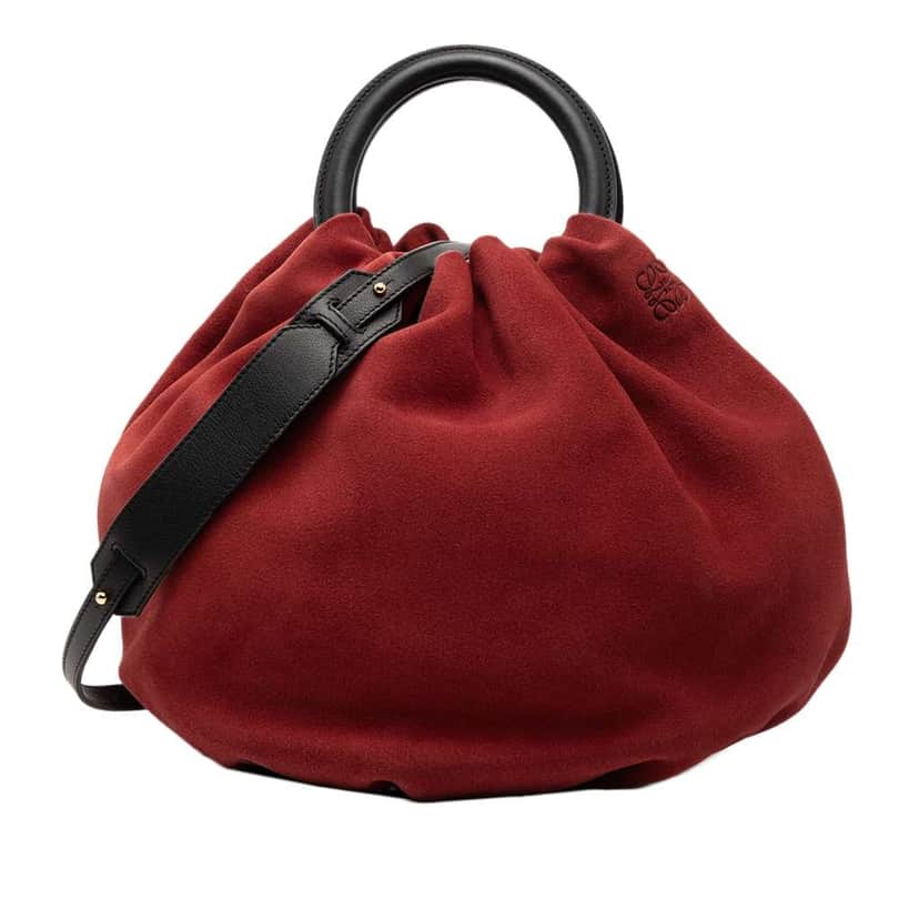 Loewe Suede Bounce Bag Red Leather Very good condition - Front View