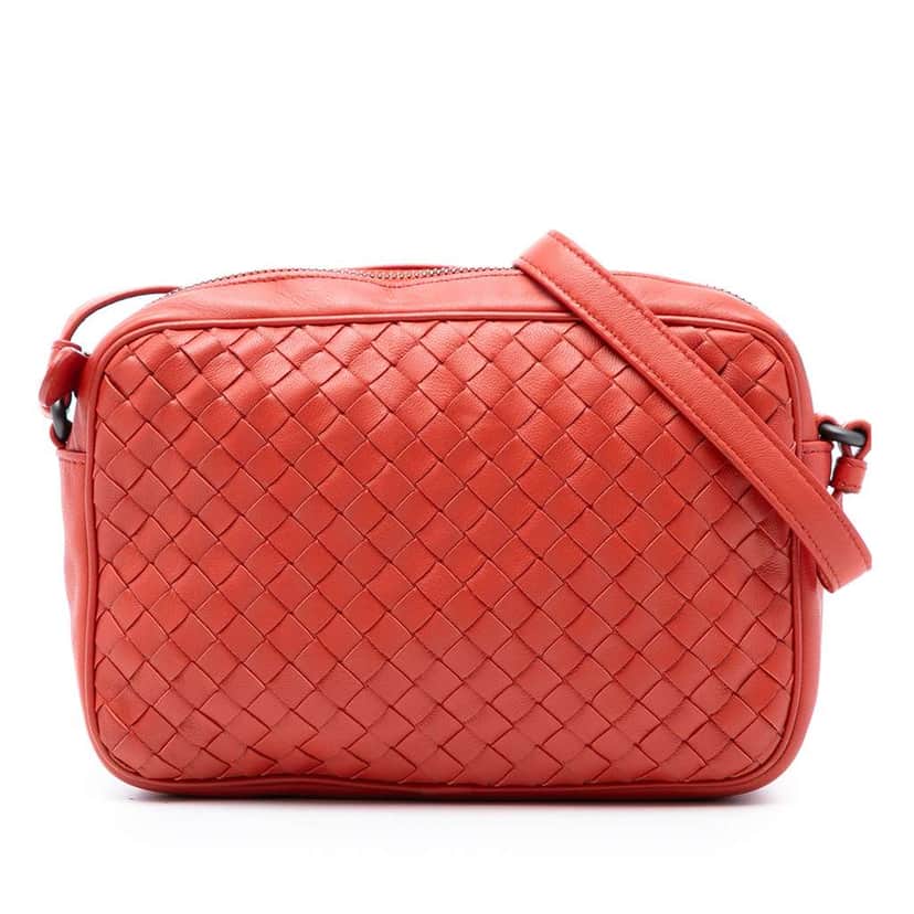 Bottega Veneta Small Nappa Intrecciato Camera Bag Orange Leather Very good condition - Front View