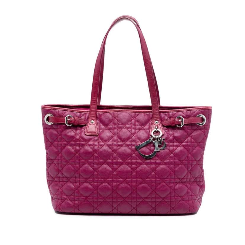 Dior Cannage Panarea Tote Bag Pink Canvas Very good condition - Front View