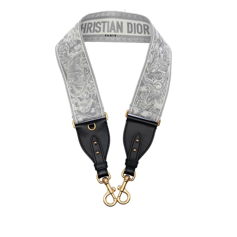 Dior Canvas Embroidered Toile de Jouy Strap Grey Canvas Very good condition - Front View