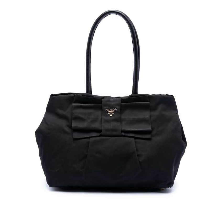 Prada Tessuto Fiocco Bow Handbag Black Very good condition - Front View