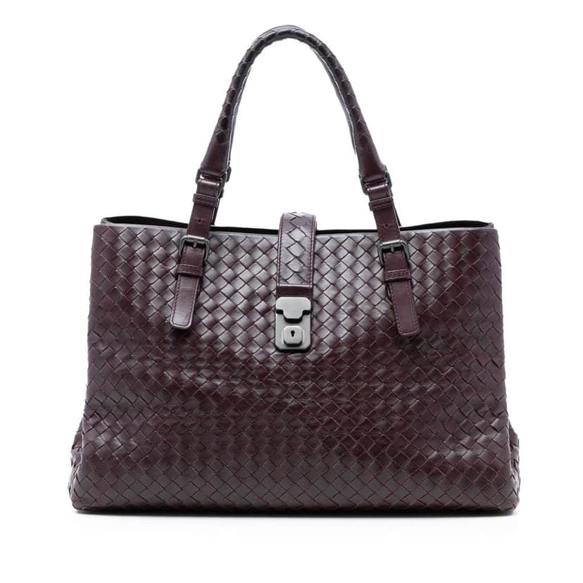 Bottega Veneta Medium Nappa Intrecciato Roma Tote Red Leather Very good condition - Front View