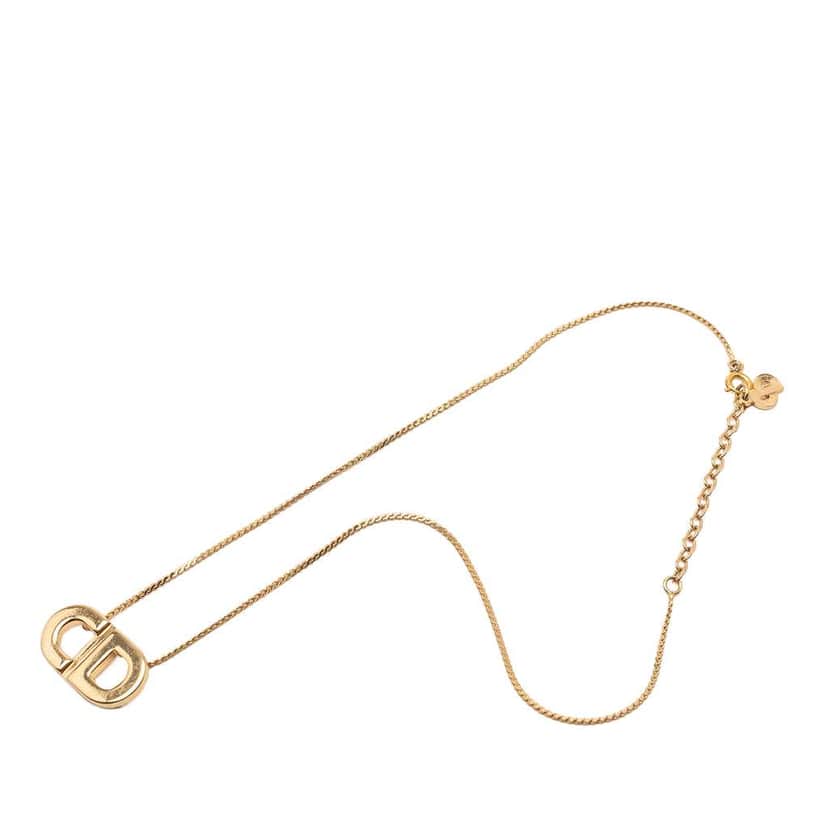 Dior Gold Plated CD Logo Pendant Necklace Gold Metal Very good condition - Front View