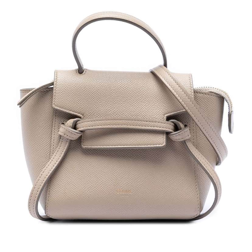Celine Pico Grained Calfskin Belt Bag Brown Leather Very good condition - Front View