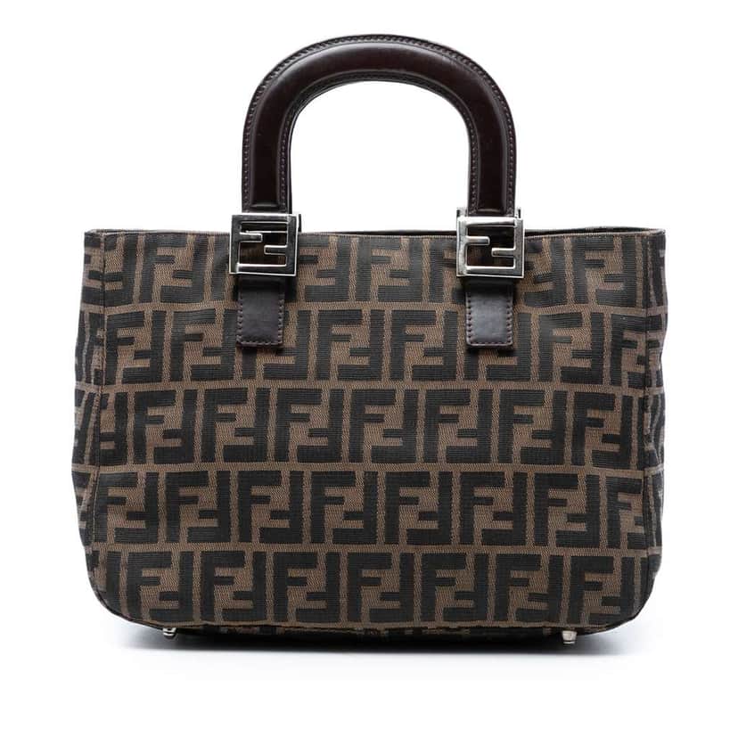 Fendi Small Zucca Canvas Twins Tote Brown Canvas Very good condition - Front View