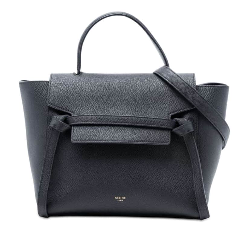 Celine Micro Grained Calfskin Belt Bag Black Leather Very good condition - Front View