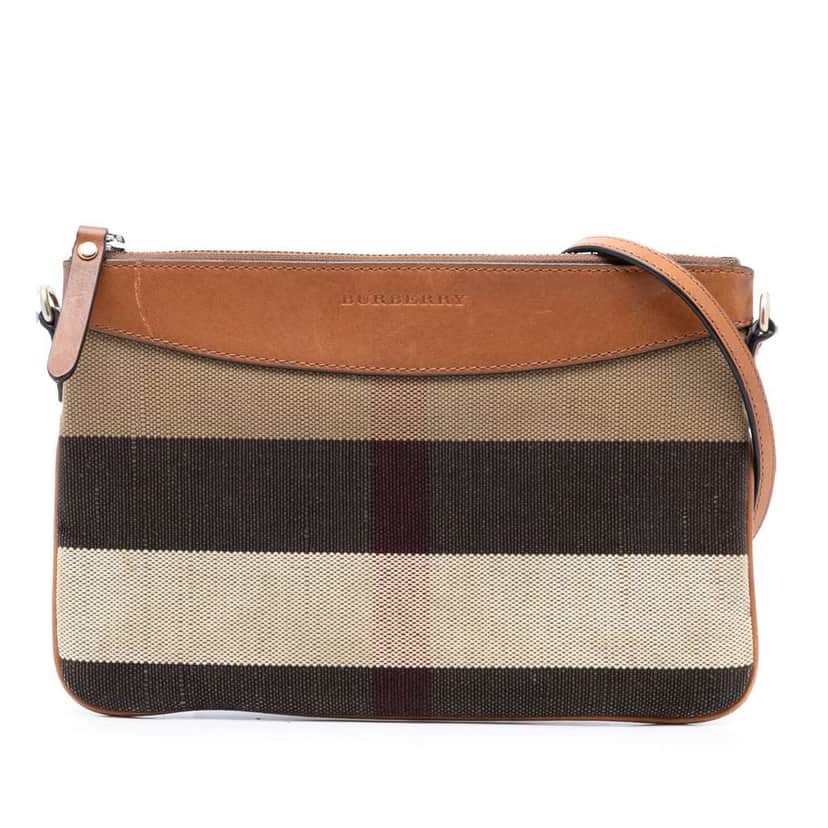 Burberry Mega Check Canvas Peyton Crossbody Brown Canvas Very good condition - Front View