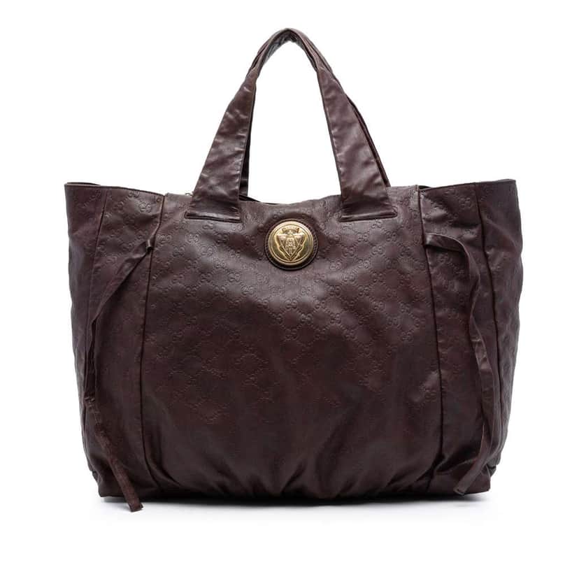 Gucci Large Guccissima Hysteria Tote Brown Leather Very good condition - Front View