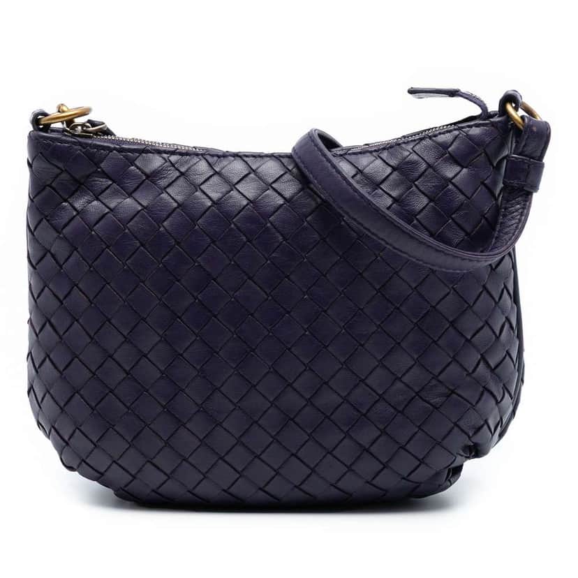 Bottega Veneta Nappa Intrecciato Crossbody Purple Leather Very good condition - Front View