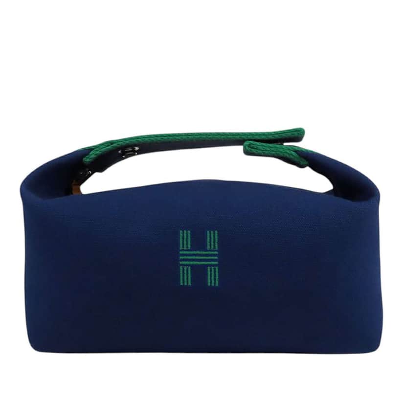 Hermès Small Toile Bride A Brac Case Blue Canvas Very good condition - Front View