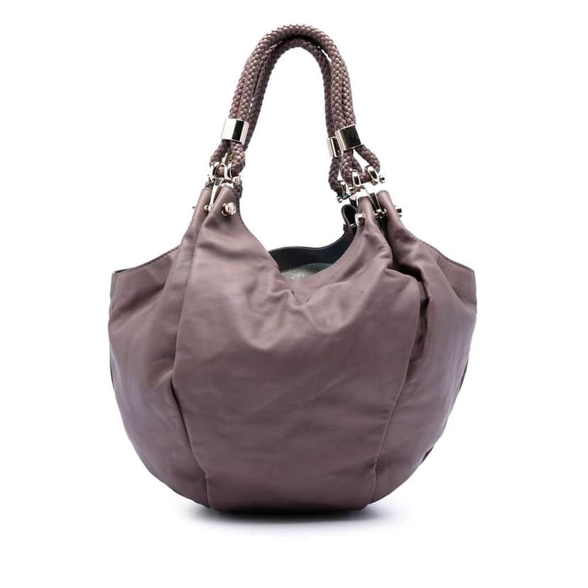 Gucci Leather Braided Handle Hobo Brown Leather Very good condition - Front View