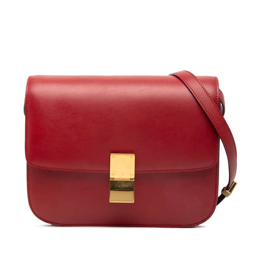 Celine Medium Calfskin Classic Box Red Leather Very good condition - Front View