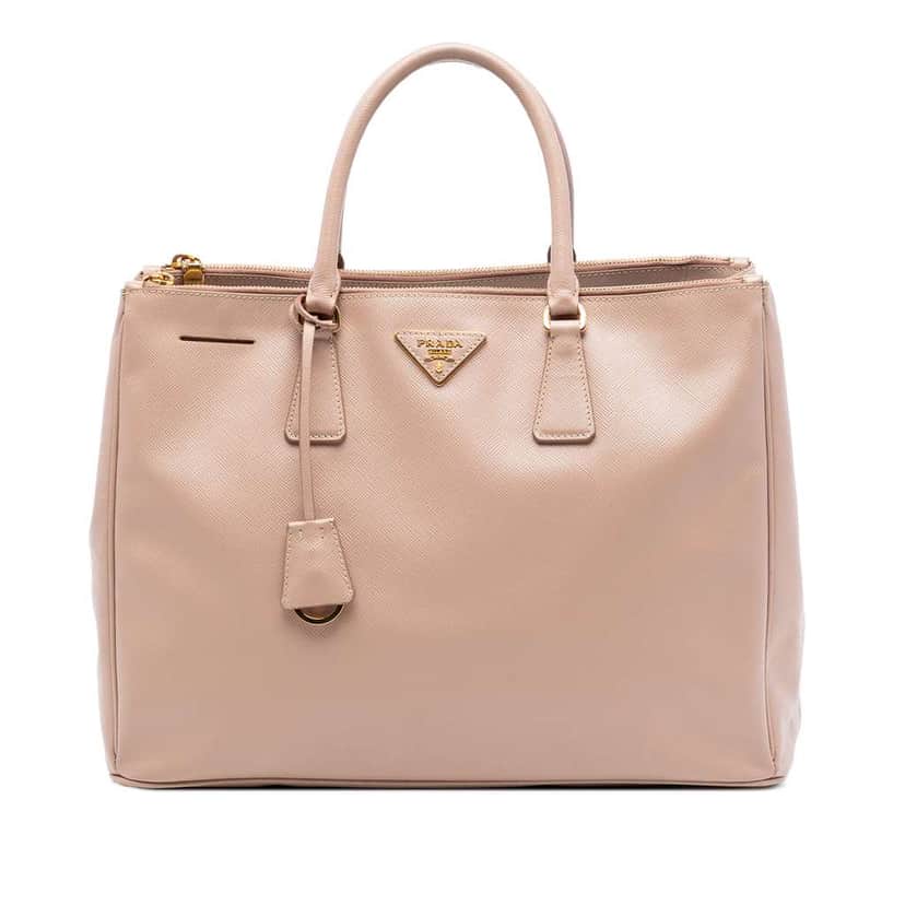 Prada Large Saffiano Lux Galleria Double Zip Tote Brown Leather Very good condition - Front View