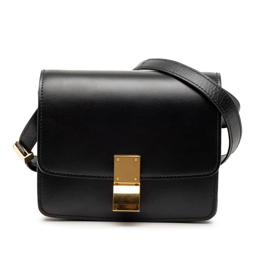Celine Small Calfskin Classic Box Black Leather Very good condition - Front View