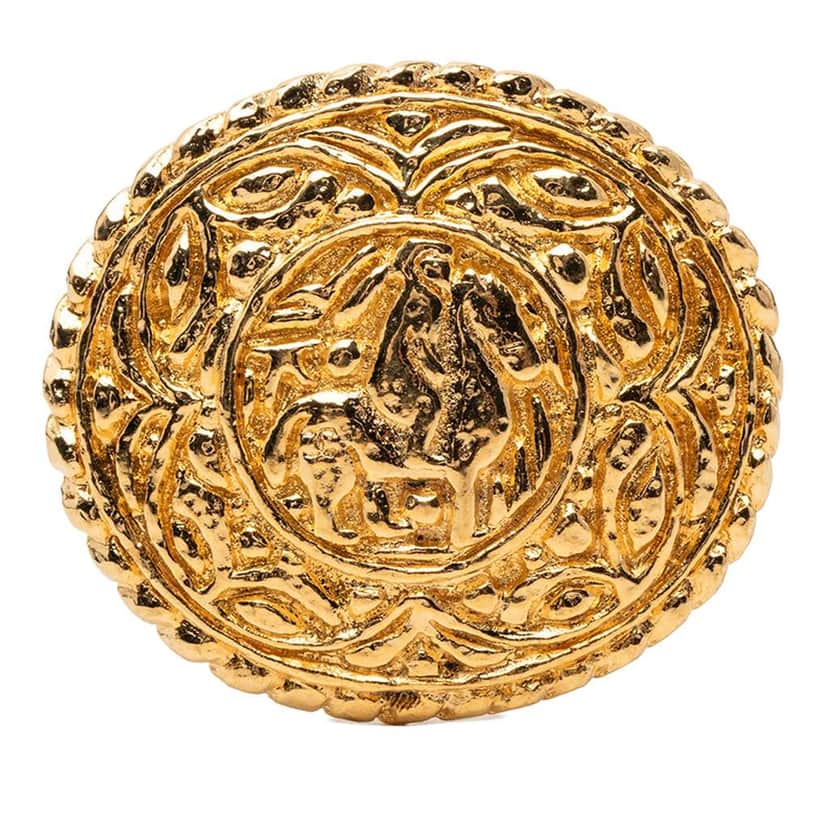 Chanel Gold Plated Equestrian Brooch Gold Metal Very good condition - Front View
