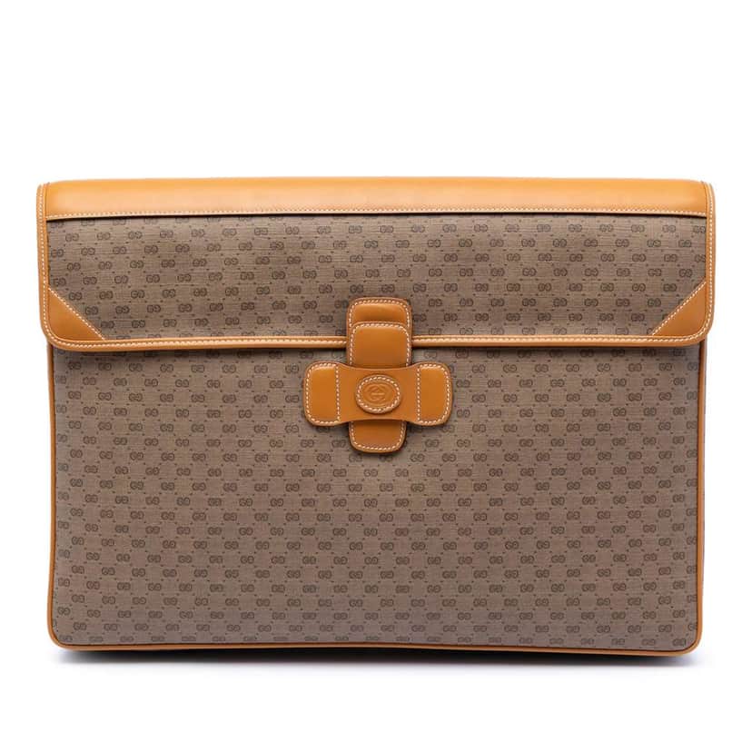 Gucci Micro GG Supreme Portfolio Case Beige Canvas Very good condition - Front View