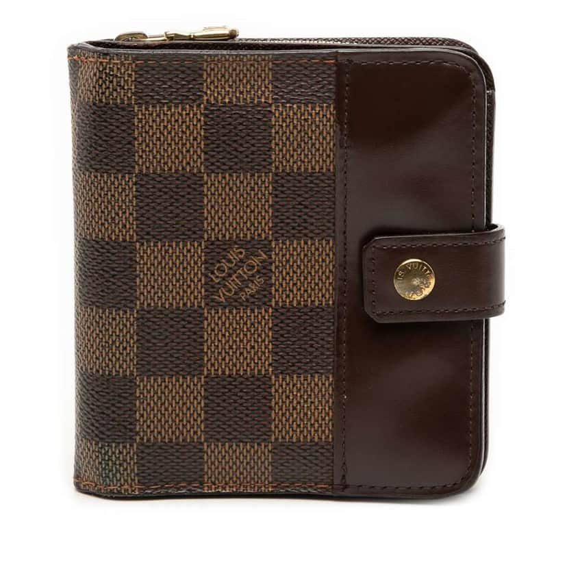 Louis Vuitton Damier Ebene Compact Zip Wallet Brown Very good condition - Front View