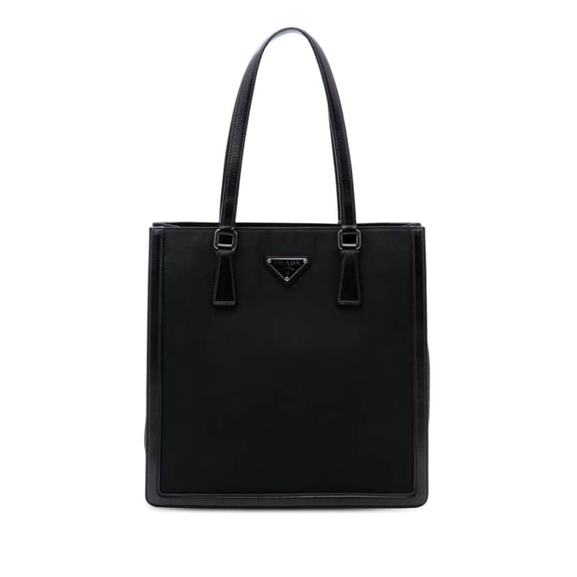 Prada Leather Trimmed Tessuto Tote Black Very good condition - Front View