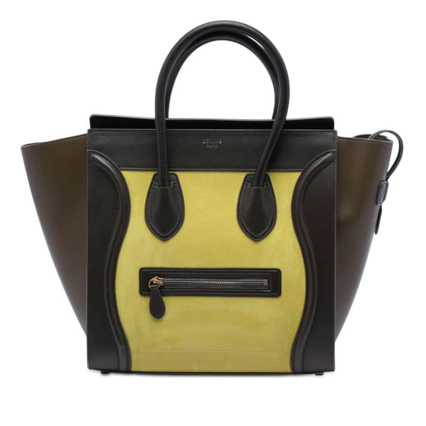 Celine Mini Tricolor Nubuck and Smooth Calfskin Luggage Tote Yellow Leather Very good condition - Front View