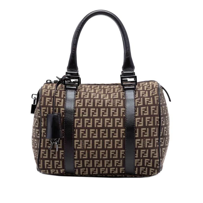 Fendi Zucchino Canvas Forever Boston Bag Brown Canvas Very good condition - Front View