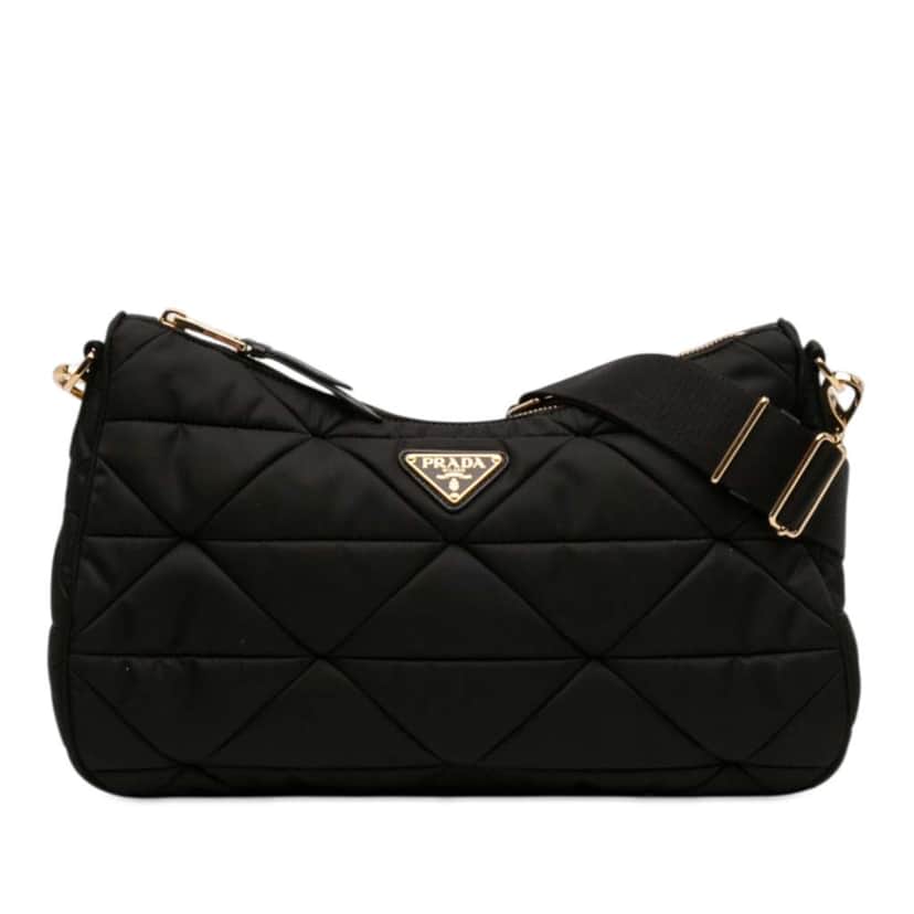 Prada Large Padded Re Nylon Crossbody Black Very good condition - Front View