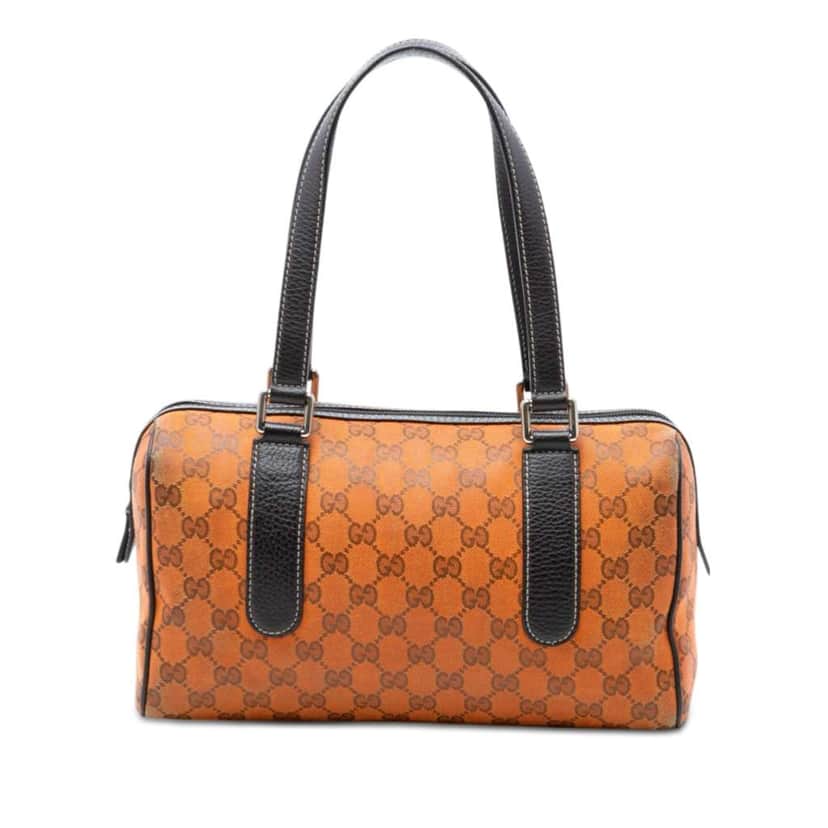 Gucci GG Canvas Boston Bag Orange Canvas Very good condition - Front View