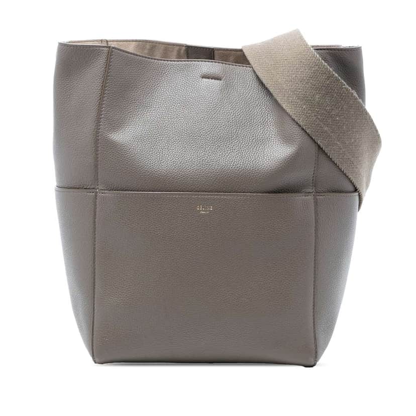 Celine Medium Leather Seau Sangle Bucket Bag Brown Leather Very good condition - Front View