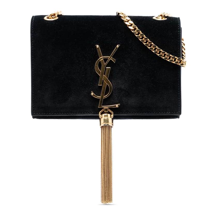 Saint Laurent Small Suede Monogram Kate Tassel Crossbody Black Leather Very good condition - Front View