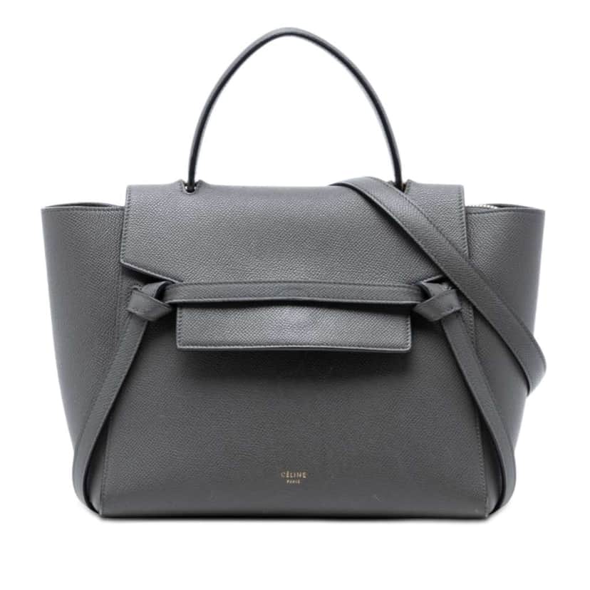 Celine Micro Grained Calfskin Belt Bag Grey Leather Very good condition - Front View
