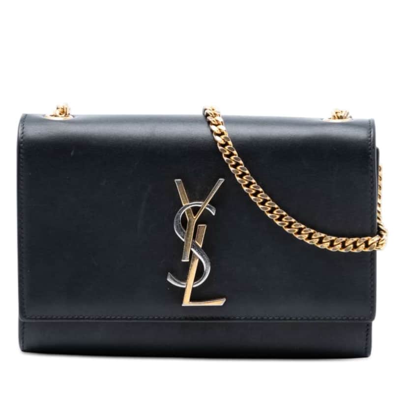 Saint Laurent Small Leather Monogram Kate Crossbody Black Leather Very good condition - Front View