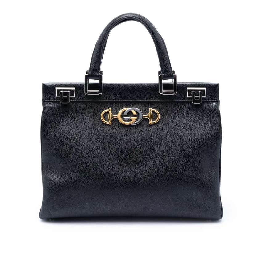 Gucci Medium Leather Zumi Top Handle Bag Black Leather Very good condition - Front View