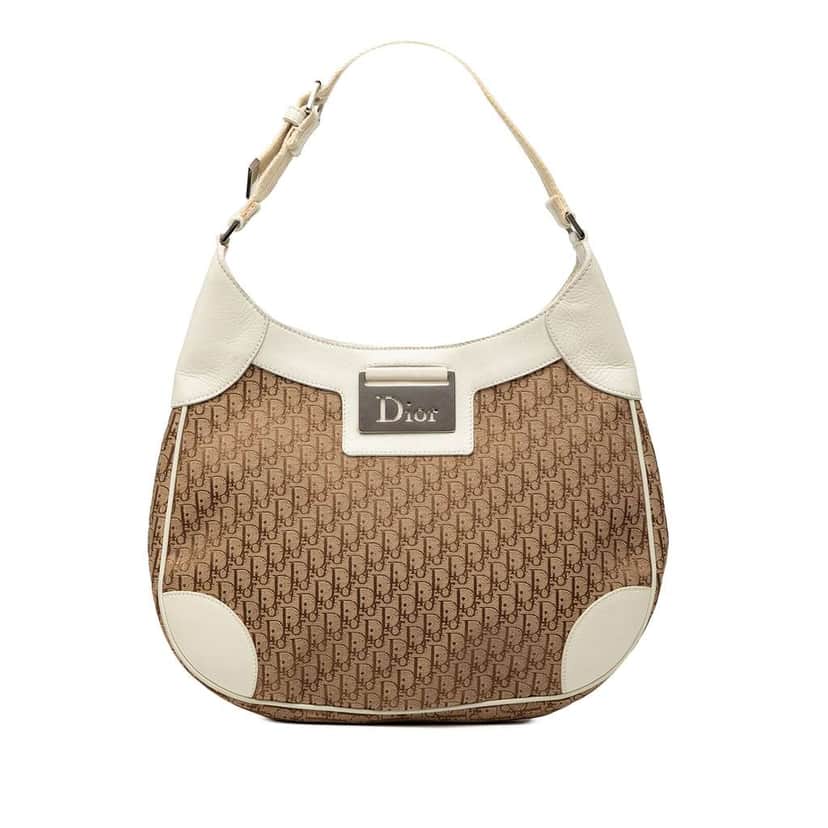 Dior Diorissimo Trotter Canvas Street Chic Shoulder Bag Beige Very good condition - Front View