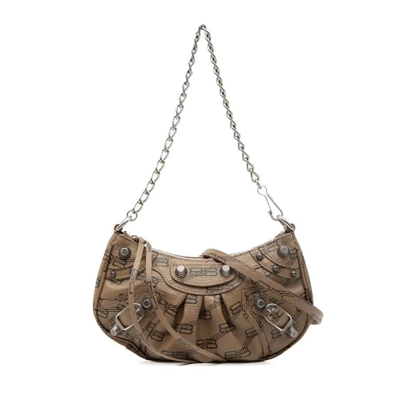 Balenciaga Mini BB Monogram Coated Canvas Le Cagole Brown Canvas Very good condition - Front View