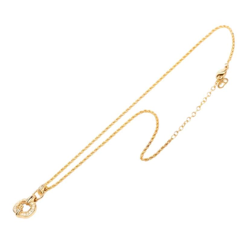 Dior Gold Plated Strass CD Logo Pendant Necklace Gold Metal Very good condition - Front View