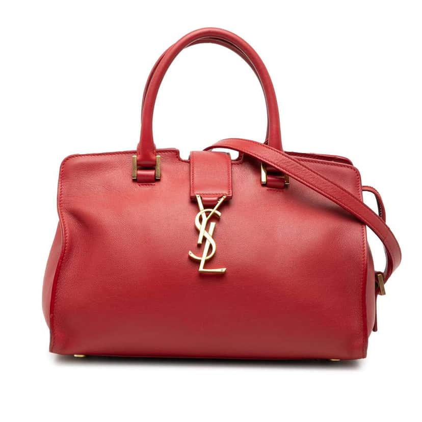 Saint Laurent Baby Leather Monogram Downtown Cabas Satchel Red Leather Very good condition - Front View