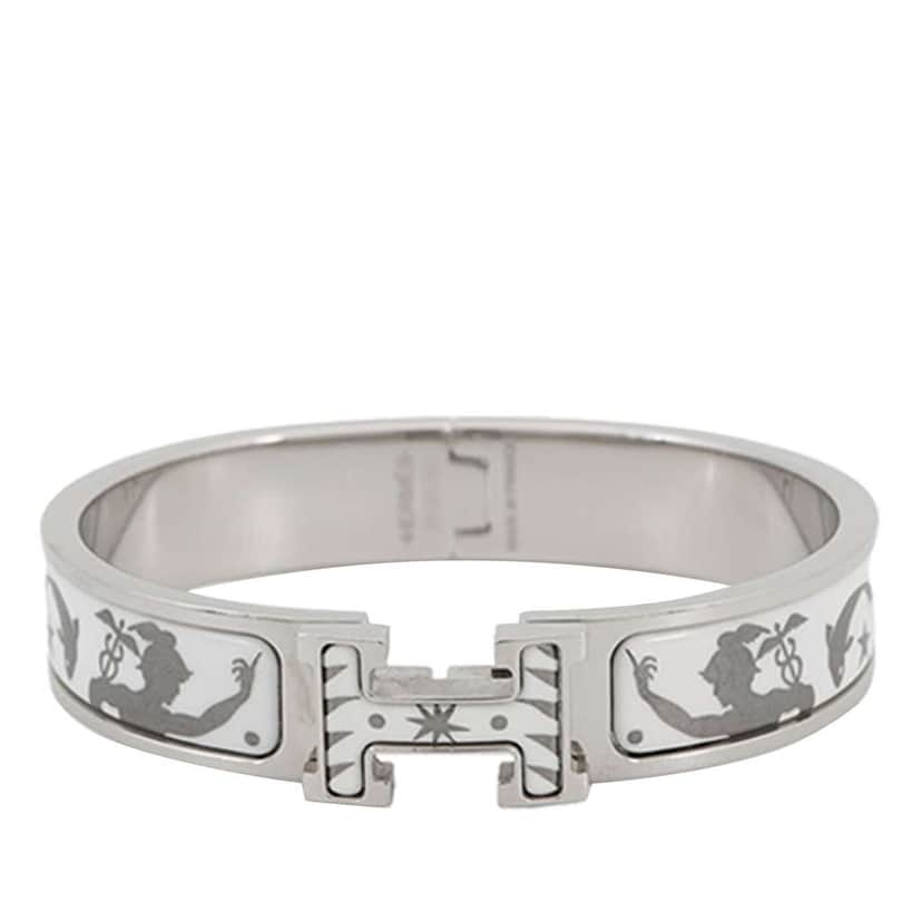 Hermès Narrow Enamel Sous le Charme d Orphee Clic H Bracelet PM Silver Very good condition - Front View