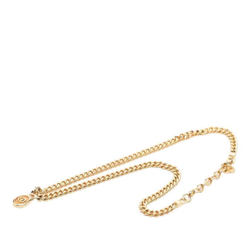 Dior Gold Plated CD Logo Oval Pendant Necklace Gold Metal Very good condition - Front View
