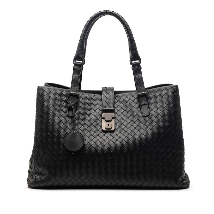 Bottega Veneta Medium Nappa Intrecciato Roma Tote Black Leather Very good condition - Front View