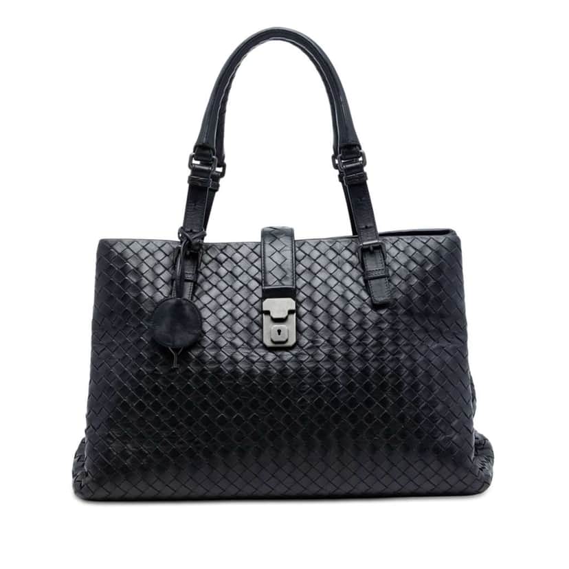 Bottega Veneta Medium Nappa Intrecciato Roma Tote Black Leather Very good condition - Front View