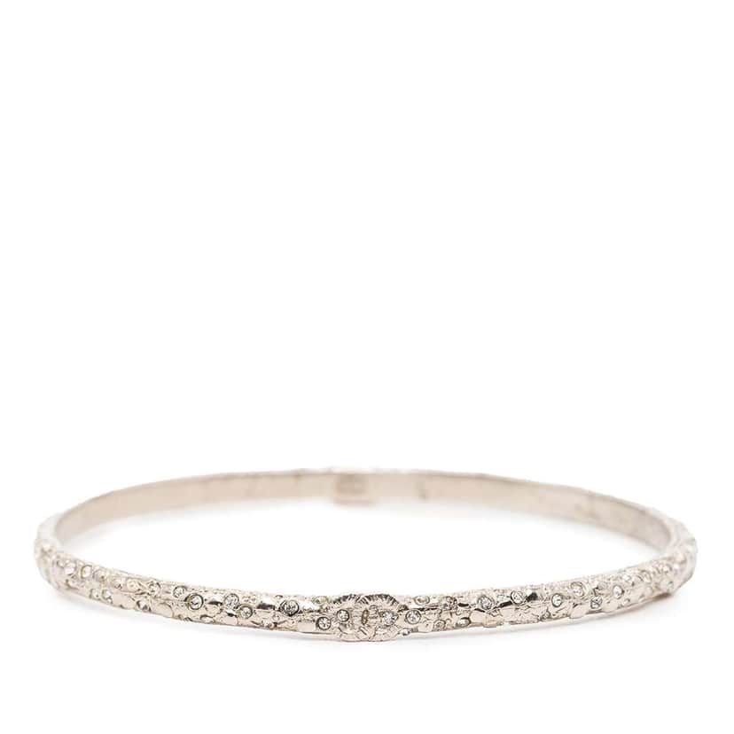 Chanel CC Silver Plated Strass Bangle Silver Metal Very good condition - Front View