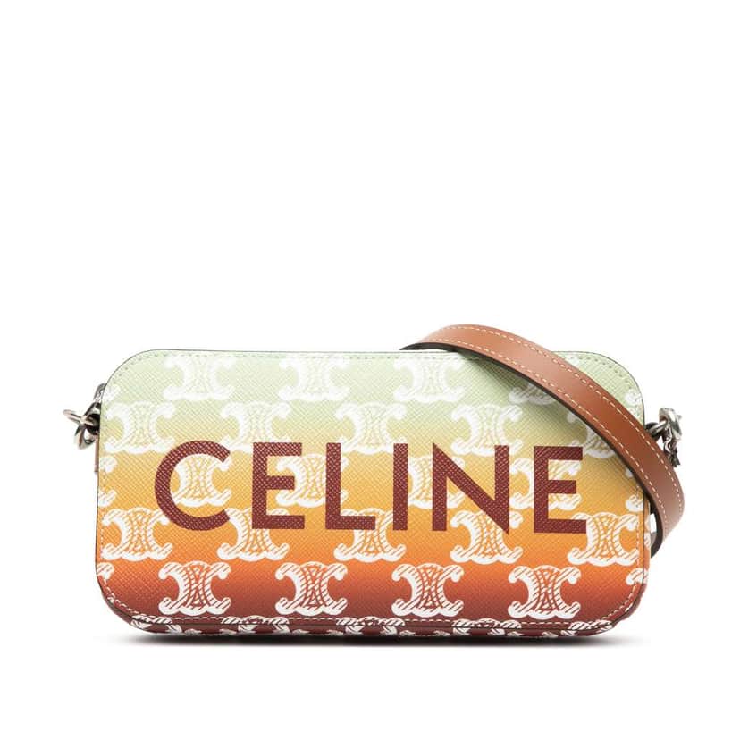 Celine Triomphe Coated Canvas Sunset Logo Horizontal Pouch Brown Canvas Very good condition - Front View