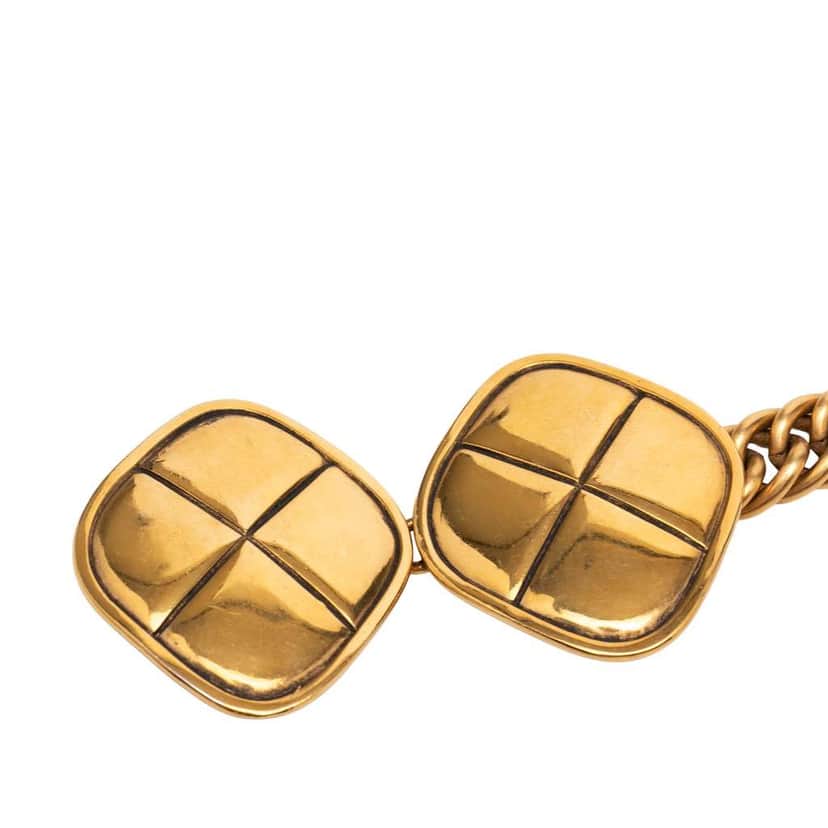 Chanel Gold Plated Quilt Charm Chain Belt Gold Metal Very good condition - Front View